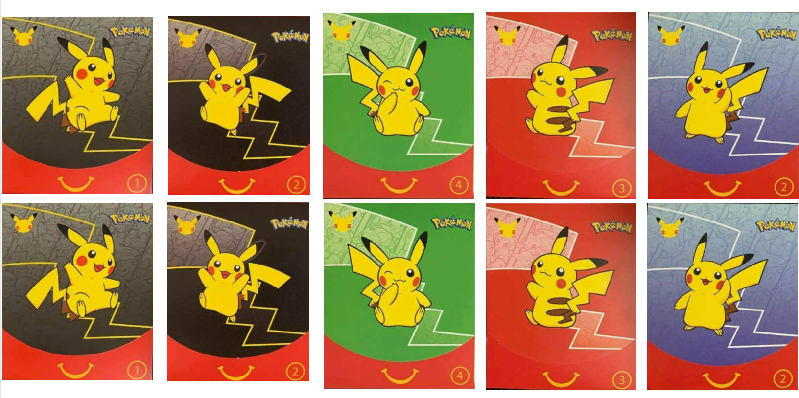 Pokemon 25th Anniversary Pikachu Mcdonalds Happy Meal Box X10 Lot Padded Ship